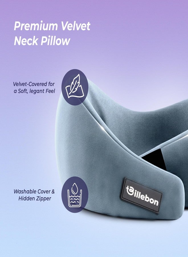 Billebon Gel Infused Memory Foam Neck Pillow, Travel Pillow with Adjustable Velcro Straps, Neck Pillow for Travelling & Flight Travel, Ergonomic Support for Comfort & Pain Relief(Grey Combo) - Image 4